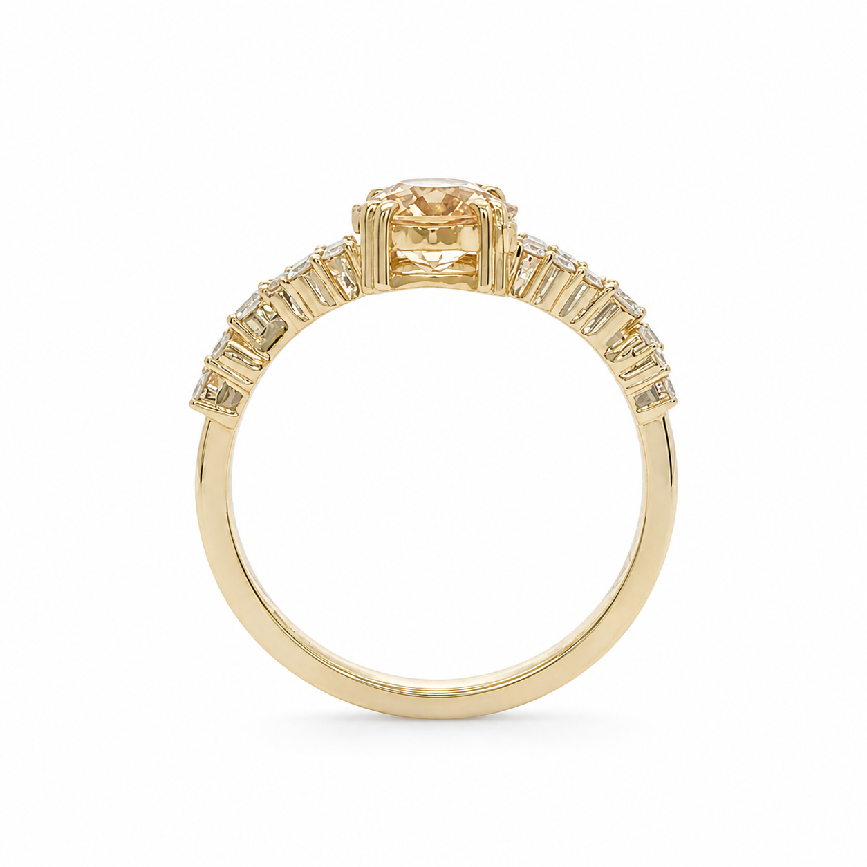 14k Gold Oval Citrine & Lab Diamond Ring | 8x6mm Natural Citrine