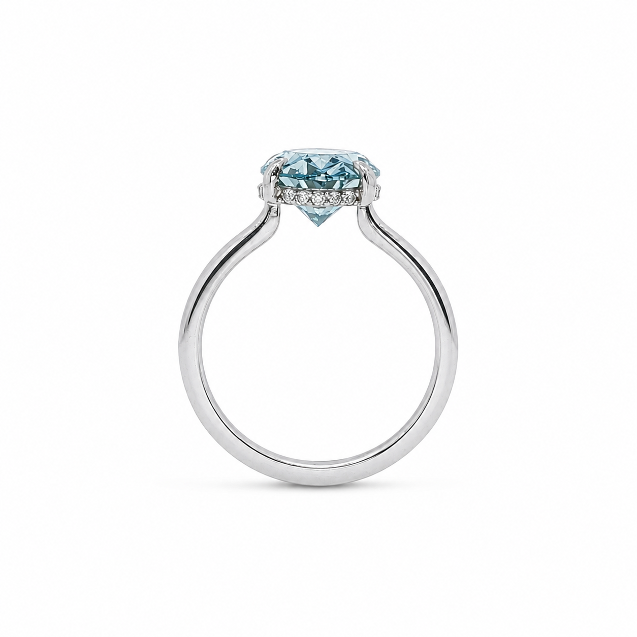 14k White Gold Fancy Aqua Lab Grown Diamond Engagement Ring (3.06tcw)