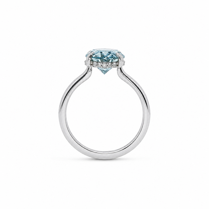 14k White Gold Fancy Aqua Lab Grown Diamond Engagement Ring (3.06tcw)