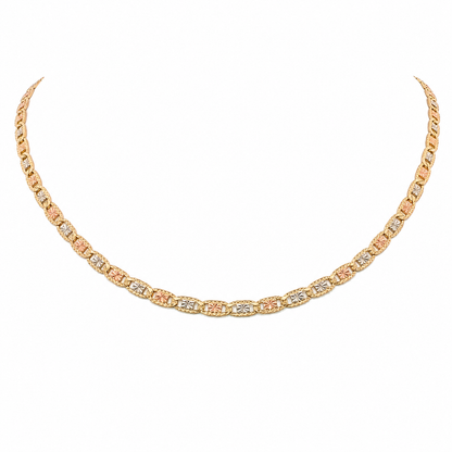 14k Gold Tri-Color Diamond-Cut Valentino Necklace 3.3mm | 20" Length
