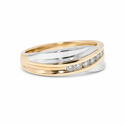10k Gold Natural Diamond Yellow Groove Band | 0.25 tcw