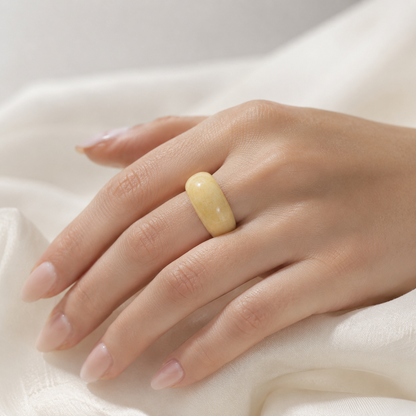 22mm A-Grade Natural Yellow White Jadeite Band