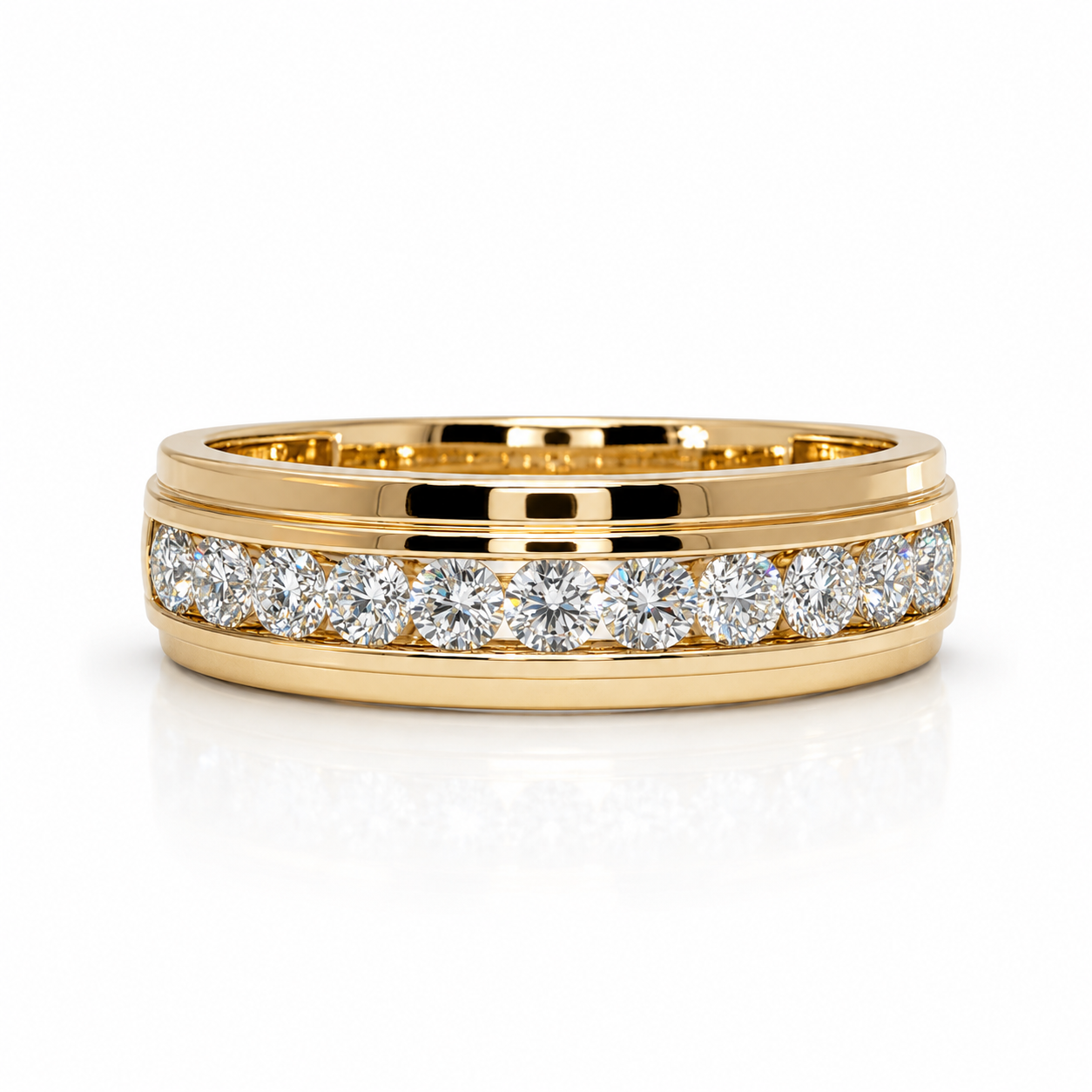 14k Yellow Gold Channel Set Men's Band (0.99 tcw)