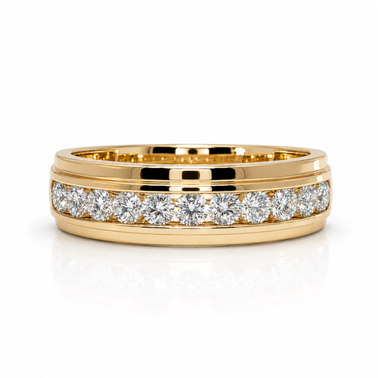 14k Yellow Gold Channel Set Men's Band (0.99 tcw)