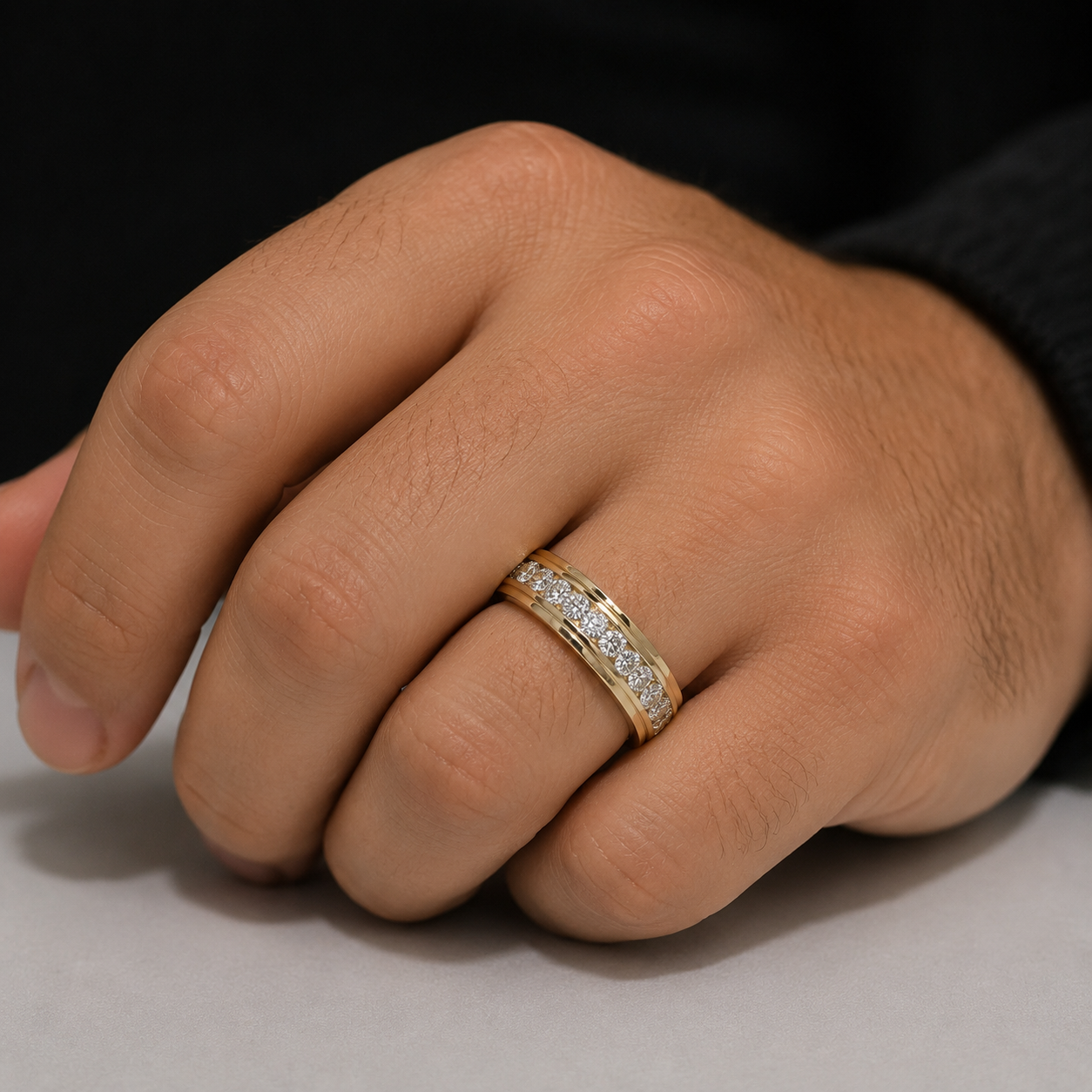 14k Yellow Gold Channel Set Men's Band (0.99 tcw)