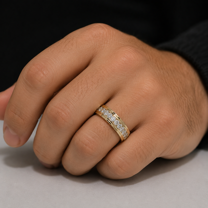 14k Yellow Gold Channel Set Men's Band (0.99 tcw)