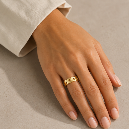 14k Yellow Gold Cuban Ring (sz. 8)