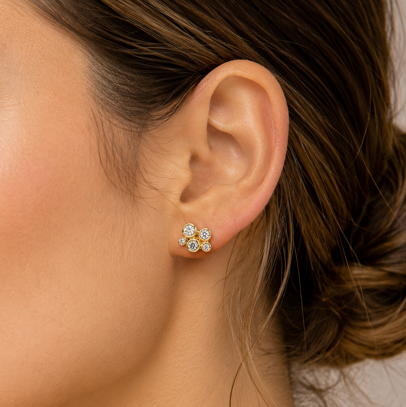 18k Gold and Natural Diamond "Bubbly" Stud Earrings (0.43tcw)