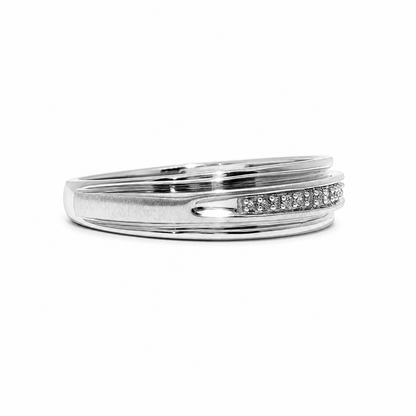 14k White Gold Natural Diamond Channel Set Band | 0.05 tcw