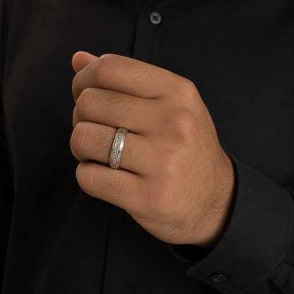 14k White Gold Natural Diamond Channel Set Band | 0.05 tcw