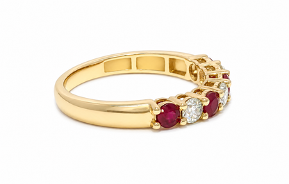 14k Gold Natural Diamond (0.84 tcw) and Ruby (0.52 tcw) Ring