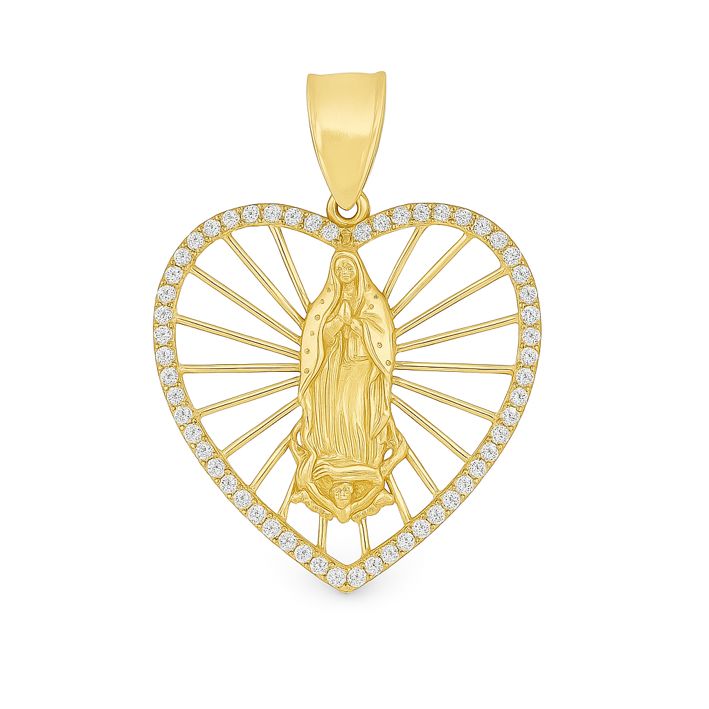 14k Gold Virgin Mary Heart