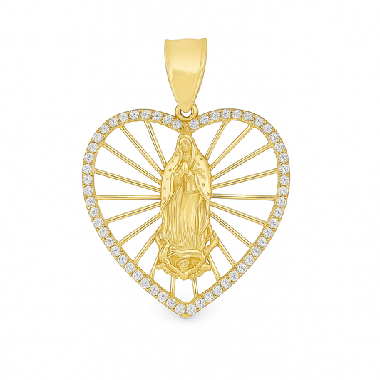 14k Gold Virgin Mary Heart