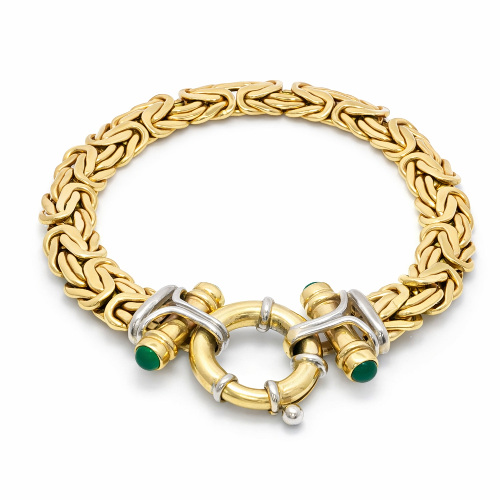 14k Gold Flat Byzantine Bracelet | 8.5mm | 7.5"