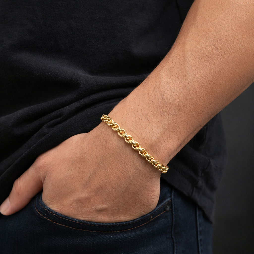 14k Gold Rolo Bracelet 6mm  | 8"