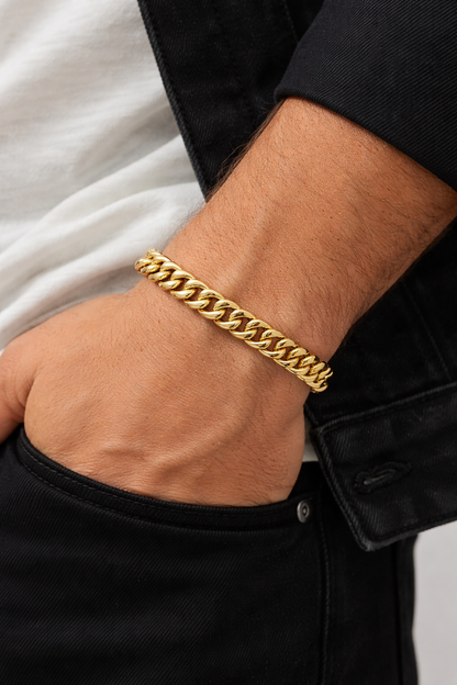 10k Semi - Hollow 9mm Miami Cuban Bracelet - 8"
