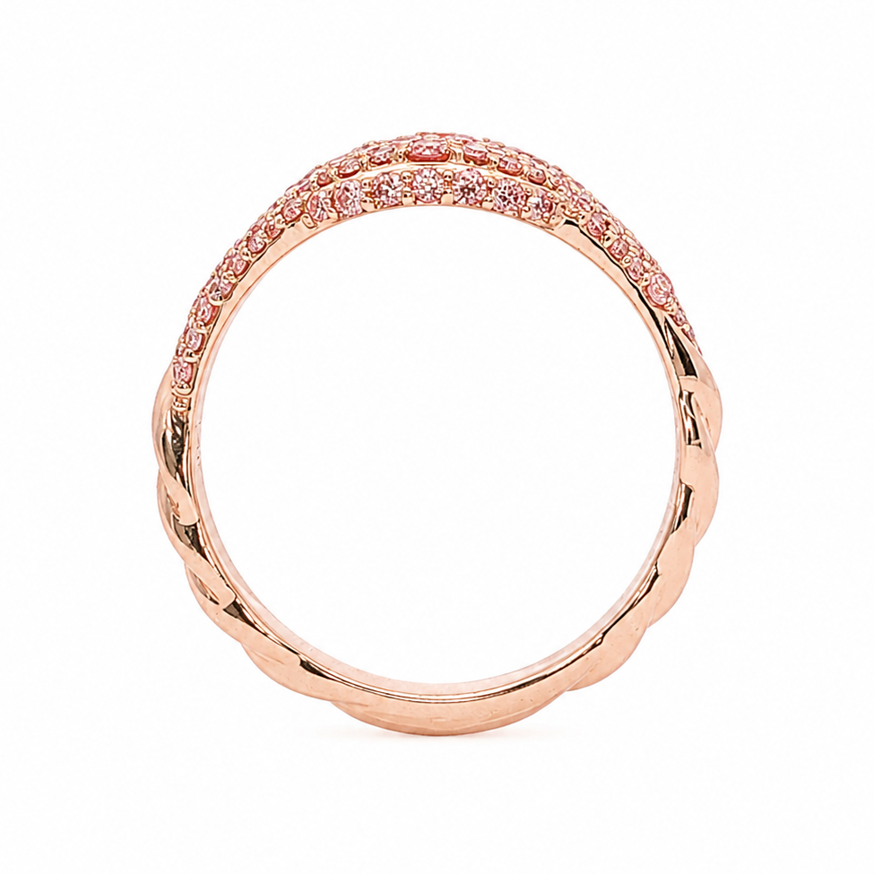 14k Rose Gold Pavé Pink Lab Diamond Signet Ring