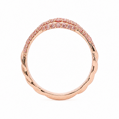 14k Rose Gold Pavé Pink Lab Diamond Signet Ring