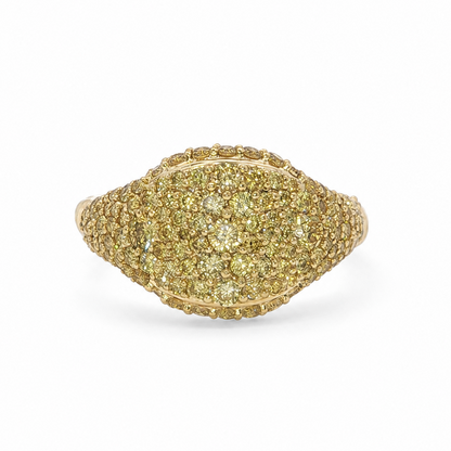 14k Gold Pavé Yellow Lab Diamond Signet Ring