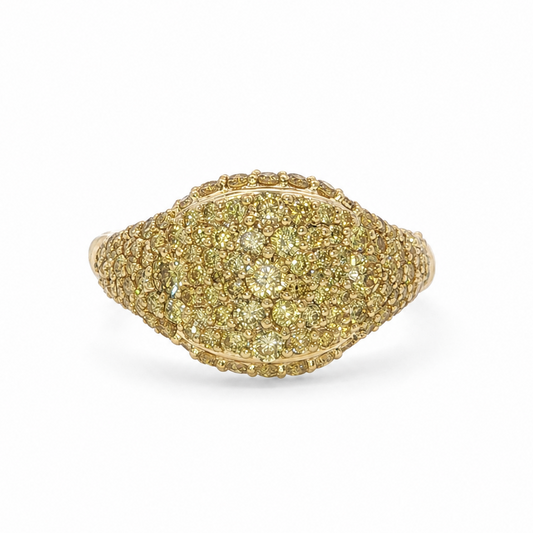 14k Gold Pavé Yellow Lab Diamond Signet Ring