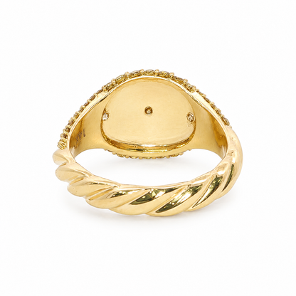 14k Gold Pavé Yellow Lab Diamond Signet Ring