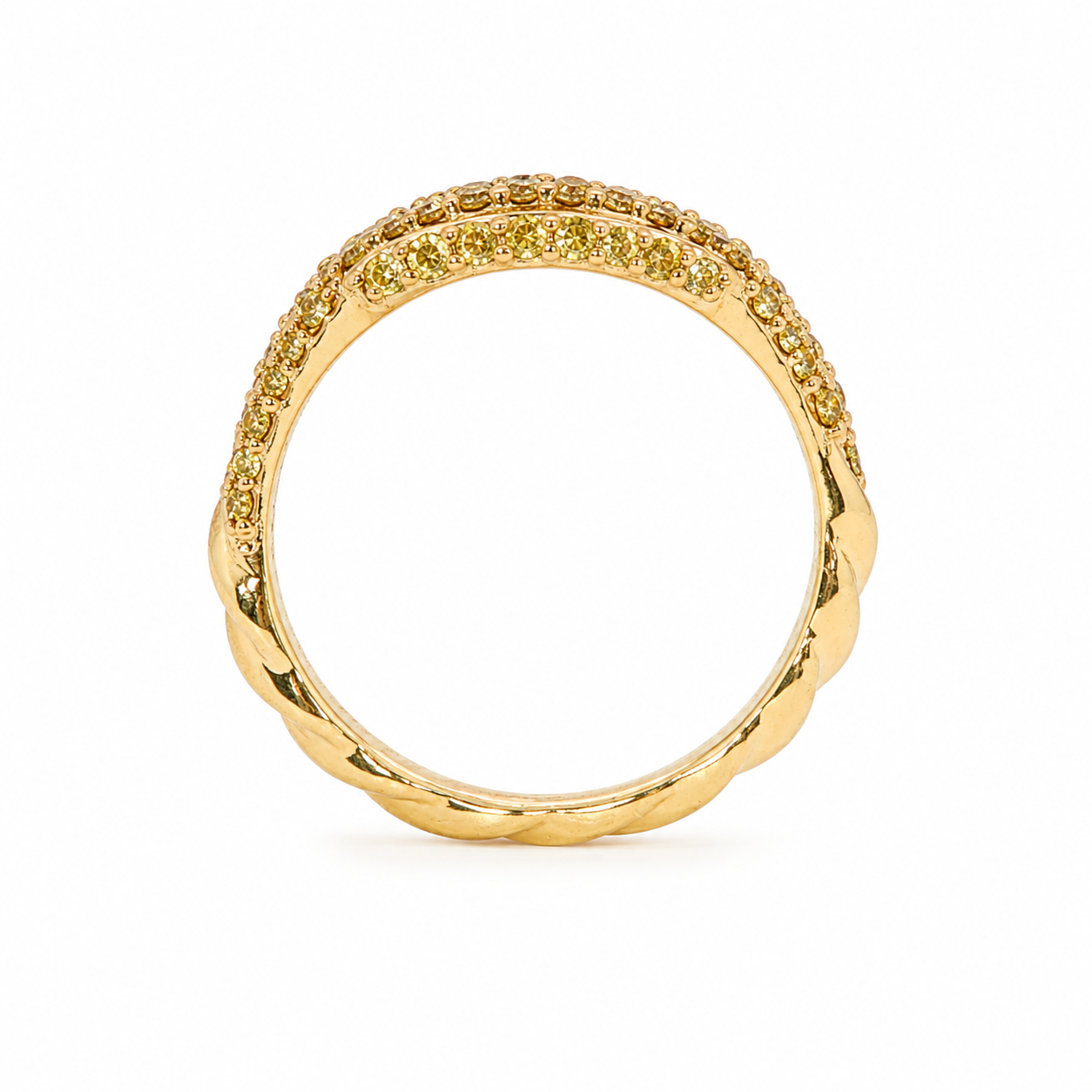14k Gold Pavé Yellow Lab Diamond Signet Ring