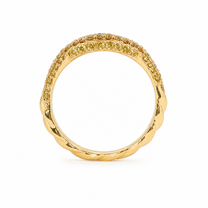 14k Gold Pavé Yellow Lab Diamond Signet Ring