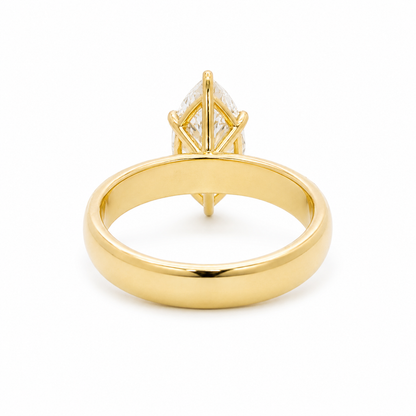 14k Gold 3.02ct Marquise Cut Lab Diamond Cigar Band Ring with Mixed Cut Accents | E/VS1