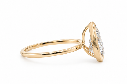 14k Gold Bezel Set 2ct Oval Lab-Grown Diamond Engagement Ring | H VS