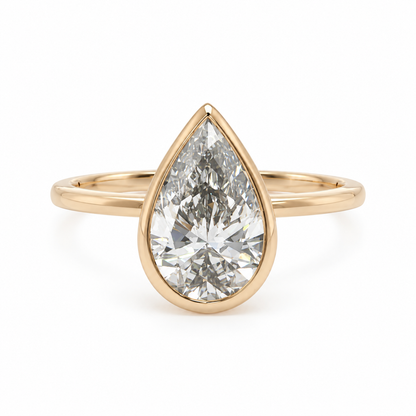 14k Gold Bezel Set 2ct Pear Lab-Grown Diamond Engagement Ring | H VS