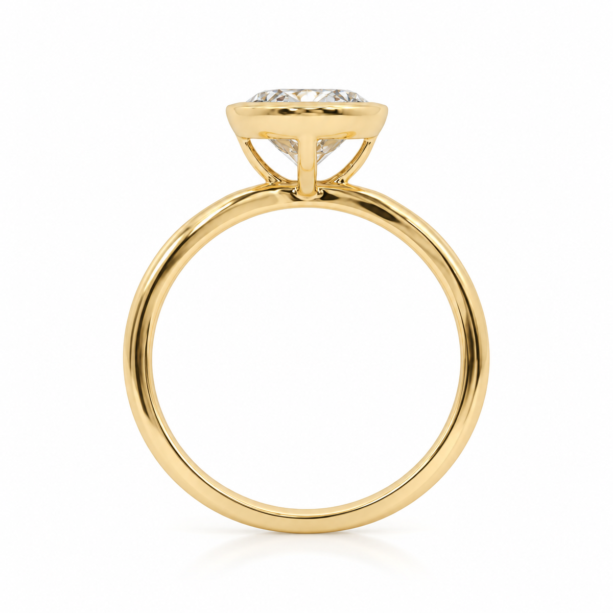 14k Gold Bezel Set 2ct Oval Lab-Grown Diamond Engagement Ring | H VS