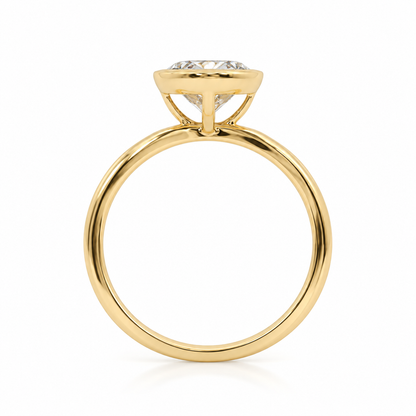 14k Gold Bezel Set 2ct Oval Lab-Grown Diamond Engagement Ring | H VS