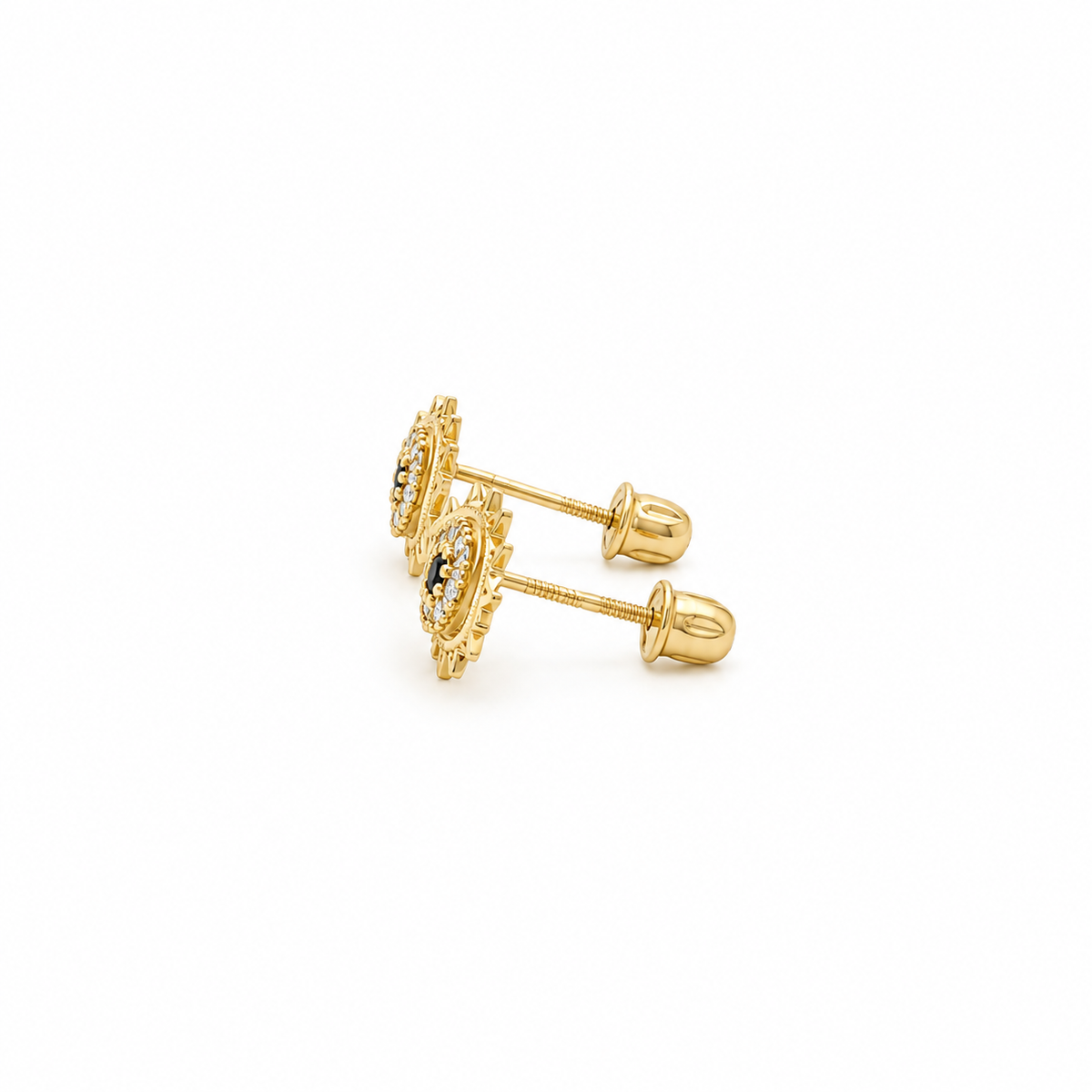 14k Gold Baby Screwback Cubic Zirconia Evil Eye