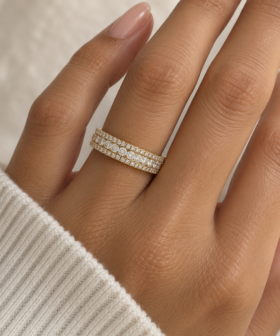 18k Gold Natural Diamond Channel Set Band (0.42 tcw)