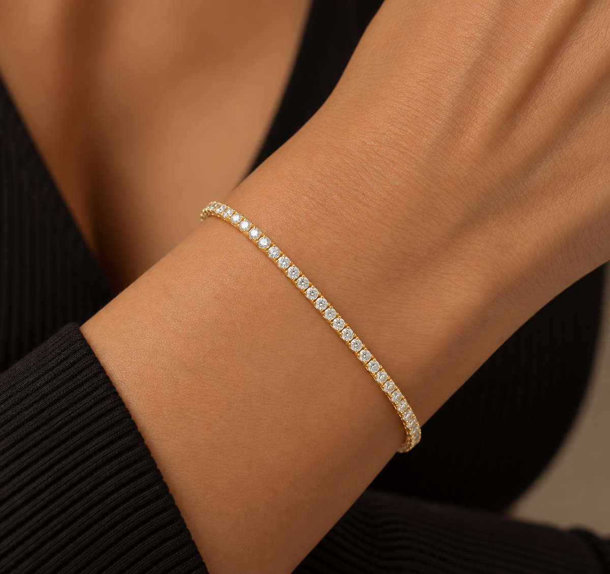 14k Yellow Gold Natural Diamond Tennis Bracelet | 2.00ctw