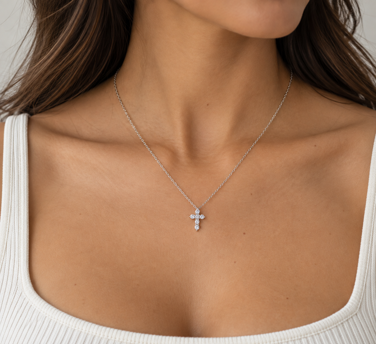14k Gold Lab Grown Diamond Cross Necklace | 0.60tcw | 18"