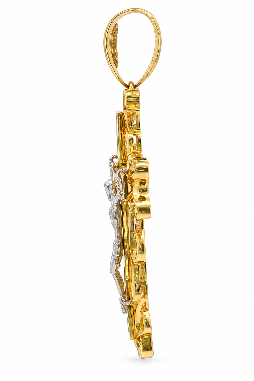 14k Two Tone Gold Large Crucifix Pendant | 18.9g