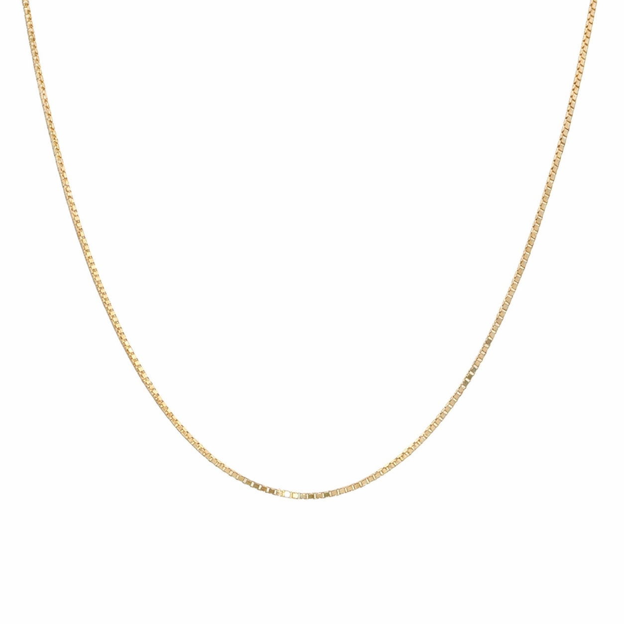 14k Yellow Gold Box Chain Necklace 0.5mm | Delicate Solid Gold Chain | 16"–24" Lengths