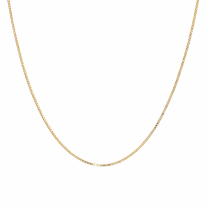 14k Yellow Gold Box Chain Necklace 0.5mm | Delicate Solid Gold Chain | 16"–24" Lengths
