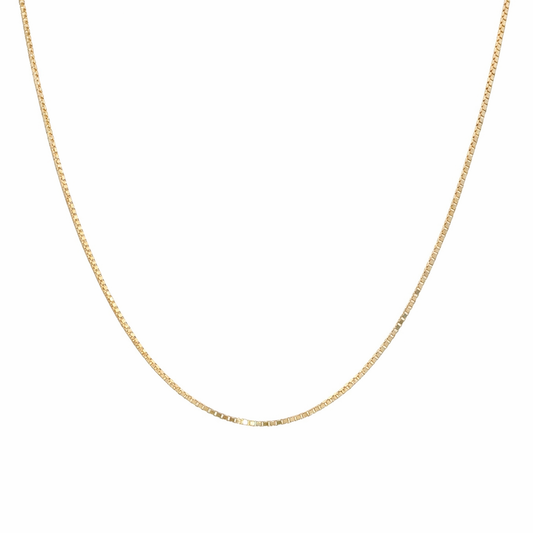 14k Yellow Gold Box Chain Necklace 0.5mm | Delicate Solid Gold Chain | 16"–24" Lengths