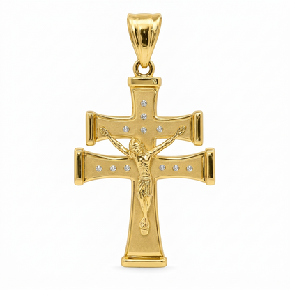 14k Gold Matte Jesus Crucifix Pendant | 10.4g