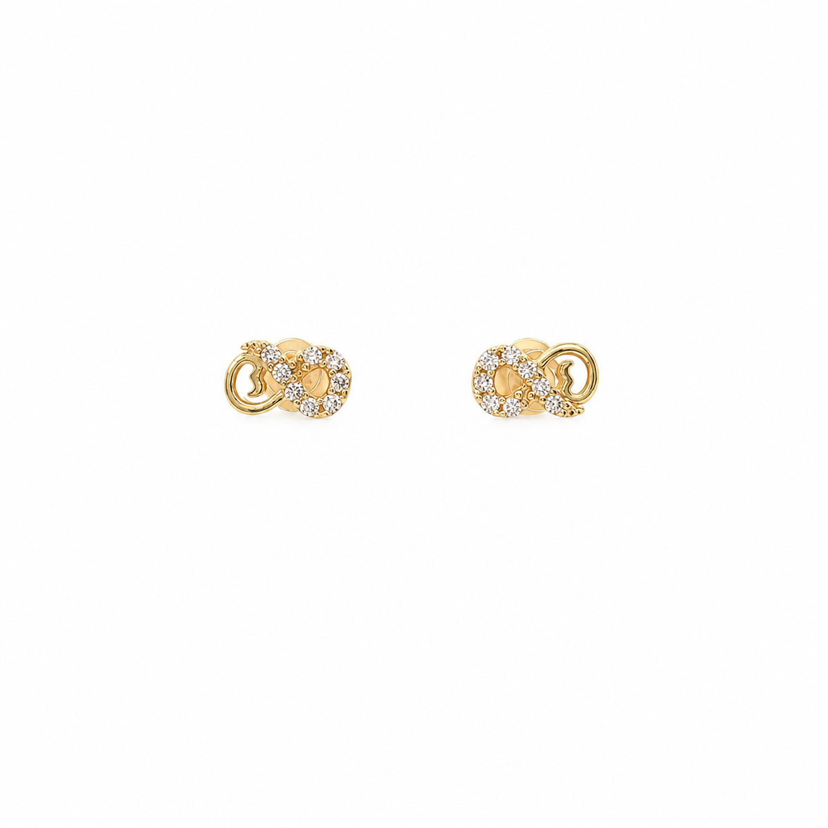 14k Yellow Gold Infinity Studs with Cubic Zirconia