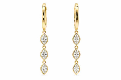 14k Gold Natural Diamond Marquise Dangle Earrings | 0.79tcw