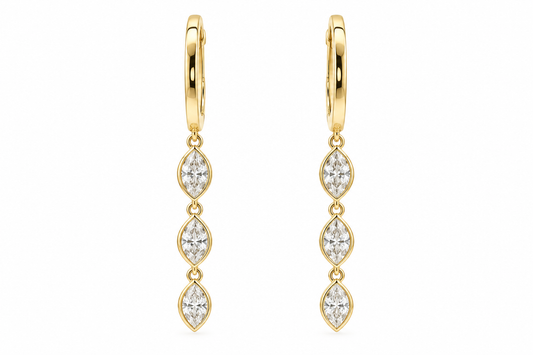 14k Gold Natural Diamond Marquise Dangle Earrings | 0.79tcw