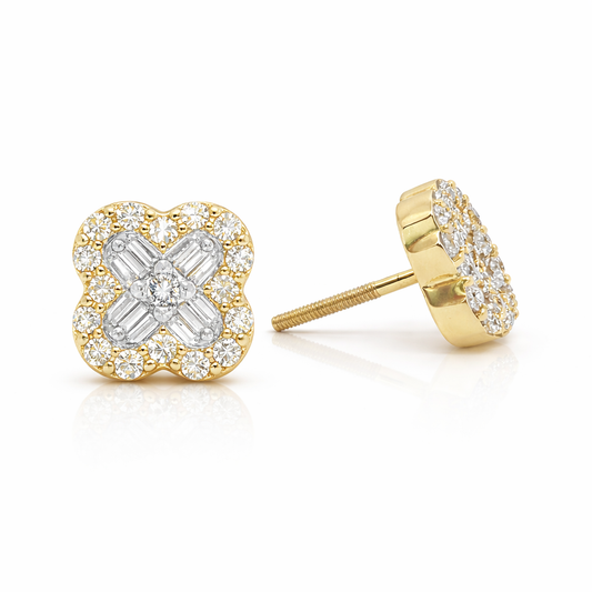 14k Yellow Gold and Natural Diamond "Beck"  Screwback Earrings (0.54 tcw)