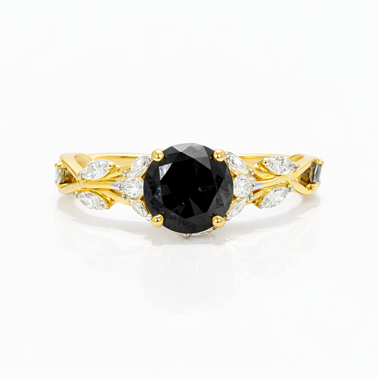 10k Gold Onyx Ring with Moissanite Accent