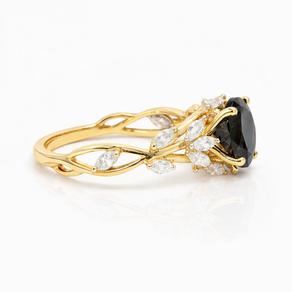 10k Gold Onyx Ring with Moissanite Accent