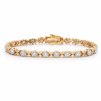 14k Gold Lab Diamond XOXO Tennis Bracelet 6.38tcw | 7" Length