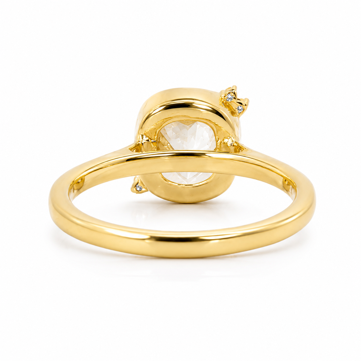 14k Gold Bezel Set 2.00 Carat Fancy Intense Yellow Cushion Lab-Grown Diamond Ring