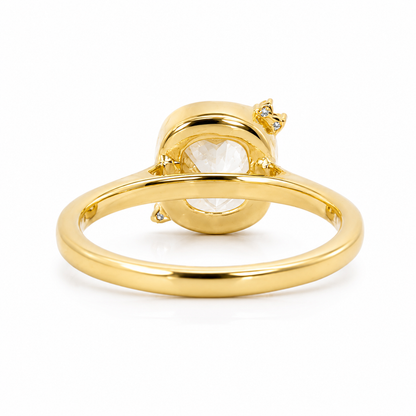 14k Gold Bezel Set 2.00 Carat Fancy Intense Yellow Cushion Lab-Grown Diamond Ring